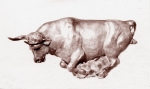 Běžící býk, keramika, 1971, 30 cm