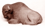 Bison resting, artificial stone, 38 cm, 1972