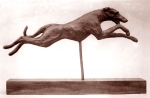 Greyhound běžící I, cín, 1985, 13 cm