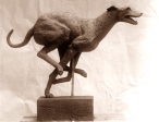 Greyhound běžící studie, hlína, 1980, 135 cm